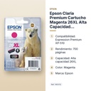 EPSON CLARIA PREMIUM CARTUCHO MAGENTA 26XL ALTA CAPACIDAD EXPRESSION PREMIUM XP-510 - características principales