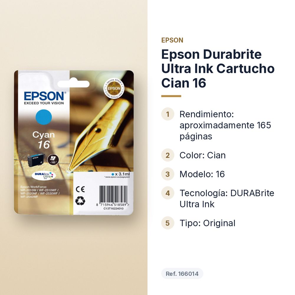 EPSON DURABRITE ULTRA INK CARTUCHO CIAN 16 - características principales