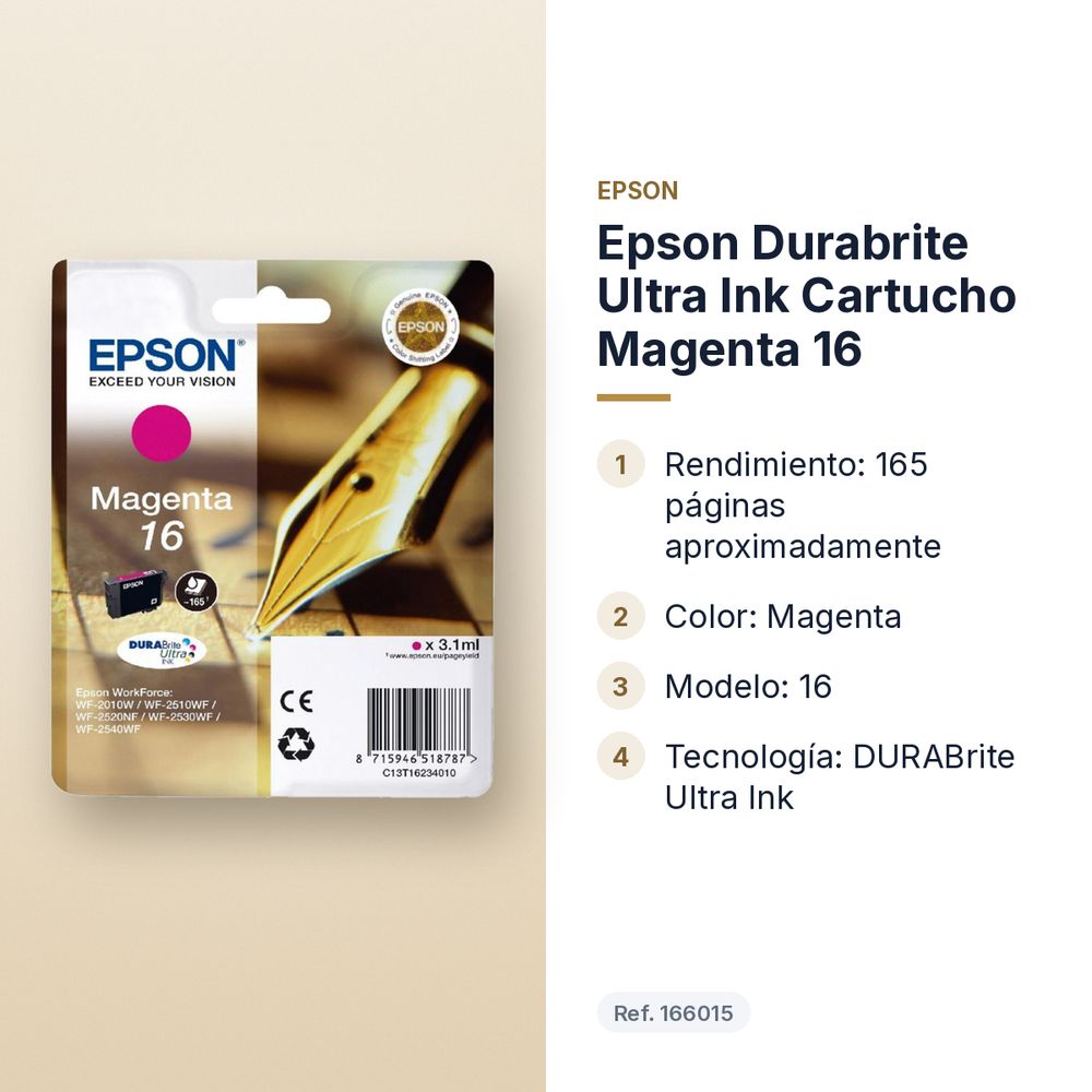 EPSON DURABRITE ULTRA INK CARTUCHO MAGENTA 16 - características principales