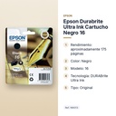 EPSON DURABRITE ULTRA INK CARTUCHO NEGRO 16 - características principales