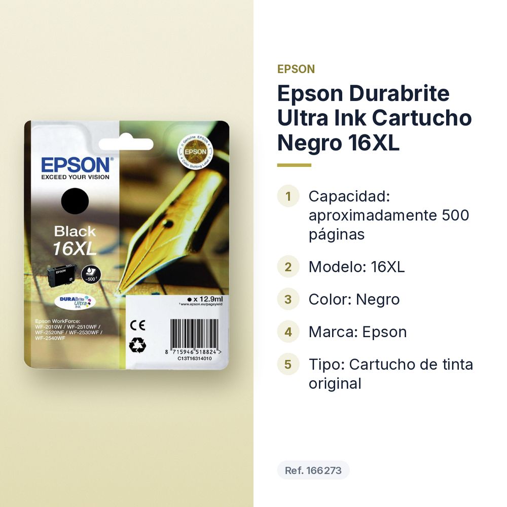EPSON DURABRITE ULTRA INK CARTUCHO NEGRO 16XL - características principales