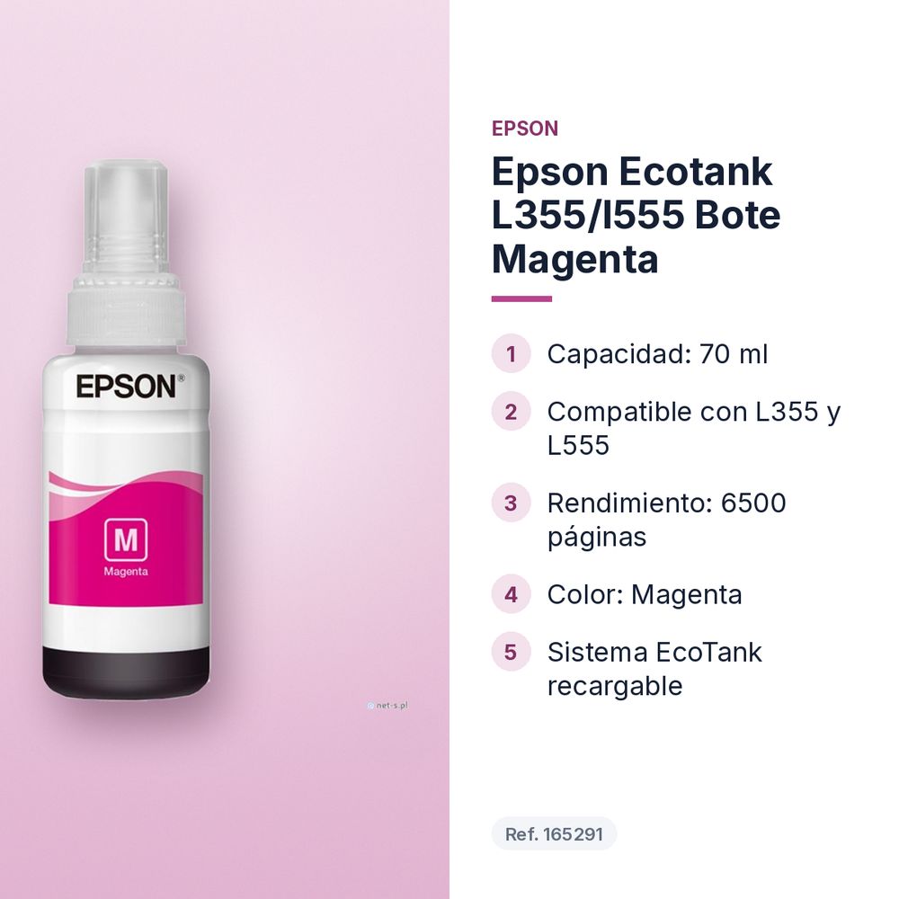 EPSON ECOTANK L355/L555 BOTE MAGENTA - características principales