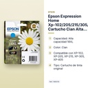 EPSON EXPRESSION HOME XP-102/205/215/305/405 CARTUCHO CIAN ALTA CAPACIDAD 18XL - características principales