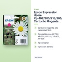EPSON EXPRESSION HOME XP-102/205/215/305/405 CARTUCHO MAGENTA ALTA CAPACIDAD 18XL - características principales