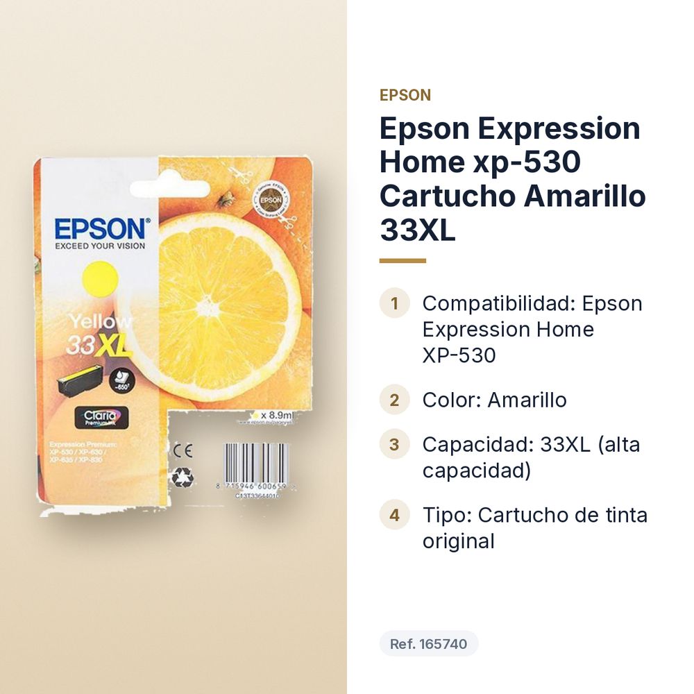 EPSON EXPRESSION HOME XP-530 CARTUCHO AMARILLO 33XL - características principales