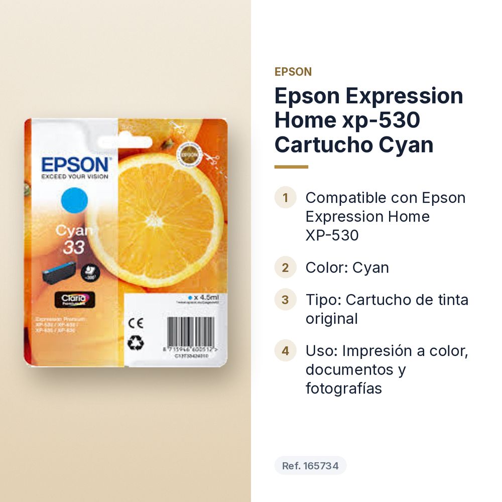 EPSON EXPRESSION HOME XP-530 CARTUCHO CYAN - características principales