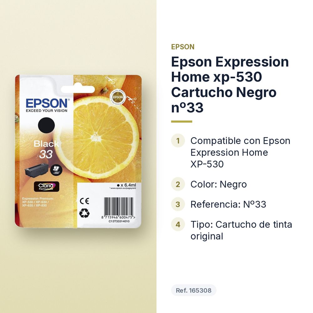 EPSON EXPRESSION HOME XP-530 CARTUCHO NEGRO Nº33 - características principales