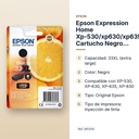 EPSON EXPRESSION HOME XP-530/XP630/XP635/XP830 CARTUCHO NEGRO 33XL - características principales