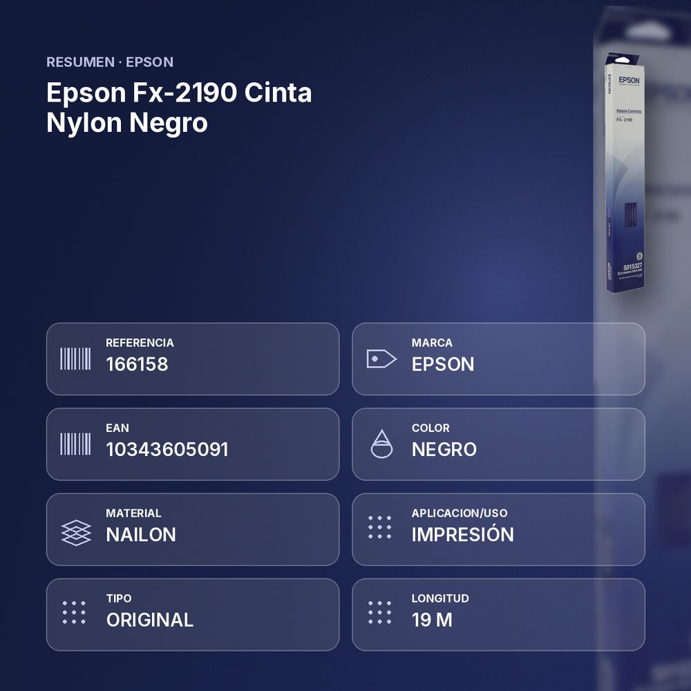 EPSON FX-2190 CINTA NYLON NEGRO - resumen de atributos