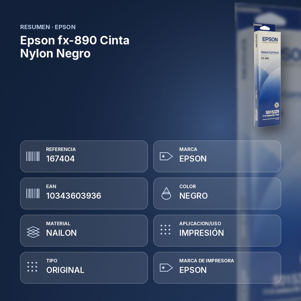 EPSON FX-890 CINTA NYLON NEGRO - resumen de atributos