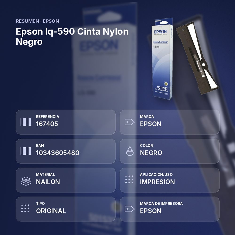 EPSON LQ-590 CINTA NYLON NEGRO - resumen de atributos