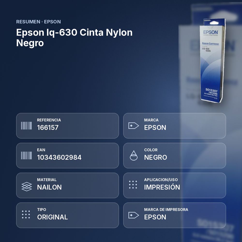 EPSON LQ-630 CINTA NYLON NEGRO - resumen de atributos