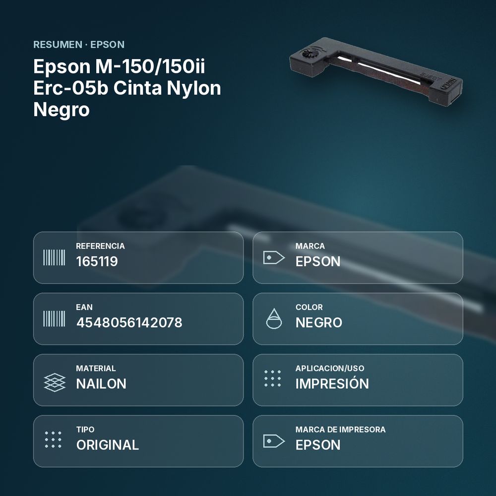EPSON M-150/150II ERC-05B CINTA NYLON NEGRO - resumen de atributos