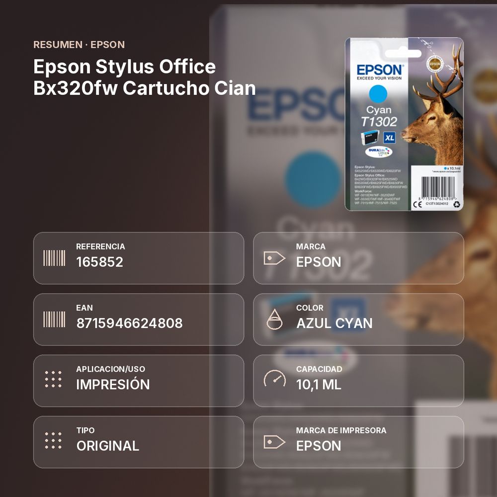 EPSON STYLUS OFFICE BX320FW CARTUCHO CIAN - resumen de atributos