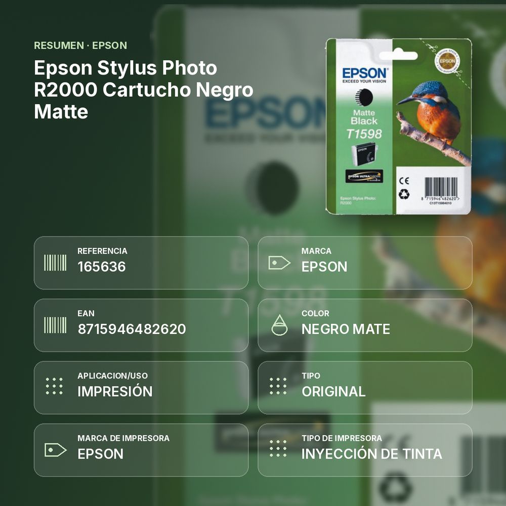 EPSON STYLUS PHOTO R2000 CARTUCHO NEGRO MATTE - resumen de atributos