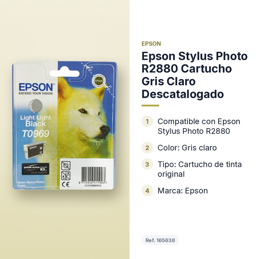 EPSON STYLUS PHOTO R2880 CARTUCHO GRIS CLARO                                                               DESCATALOGADO - características principales