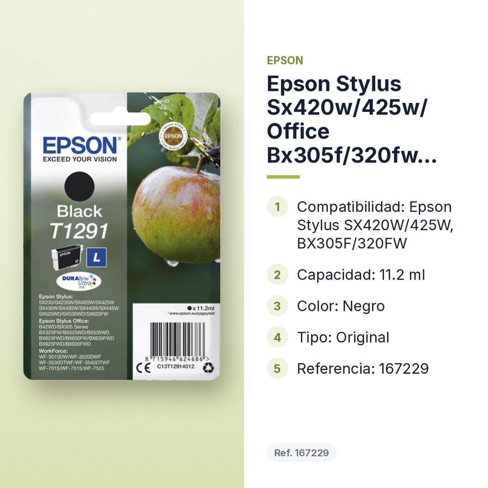 EPSON STYLUS SX420W/425W/ OFFICE BX305F/320FW CARTUCHO NEGRO - características principales