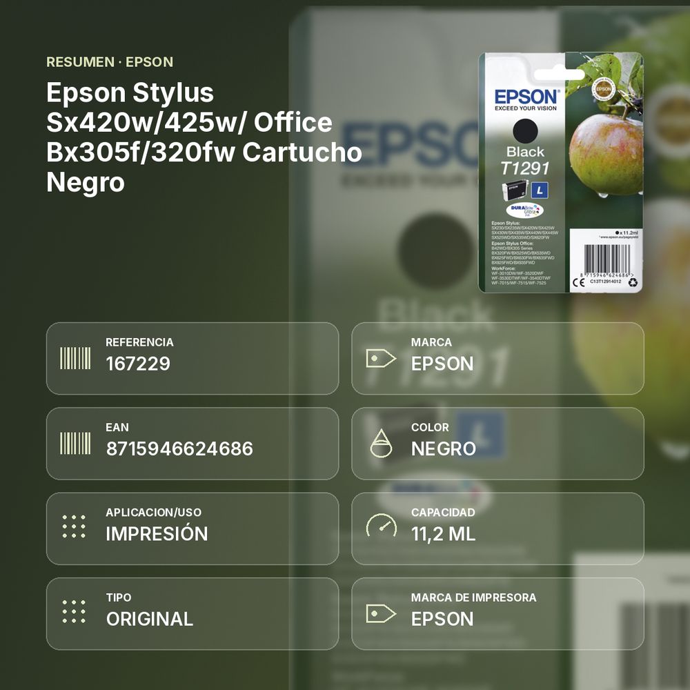 EPSON STYLUS SX420W/425W/ OFFICE BX305F/320FW CARTUCHO NEGRO - resumen de atributos