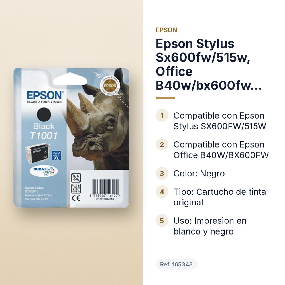 EPSON STYLUS SX600FW/515W, OFFICE B40W/BX600FW CARTUCHO NEGRO - características principales