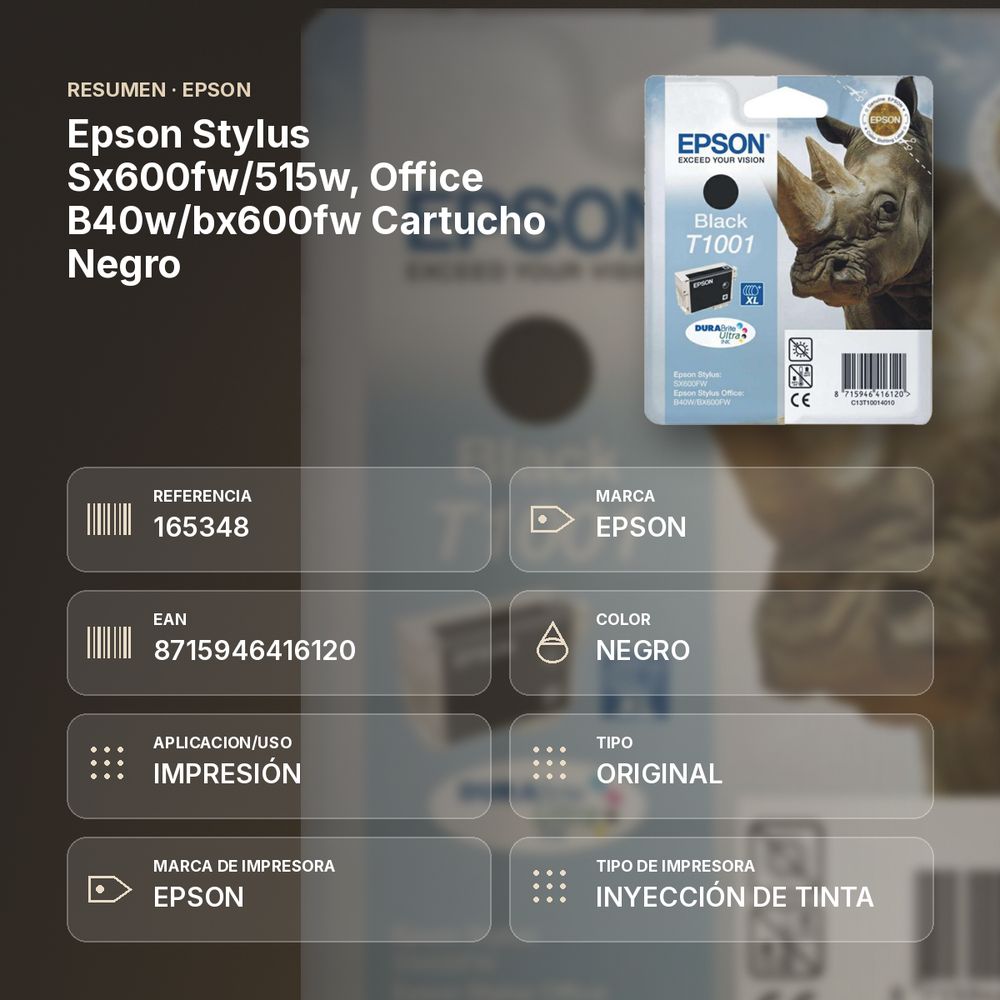 EPSON STYLUS SX600FW/515W, OFFICE B40W/BX600FW CARTUCHO NEGRO - resumen de atributos