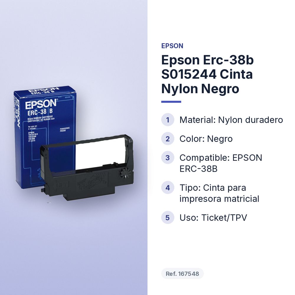 EPSON ERC-38B S015244 CINTA NYLON NEGRO - características principales