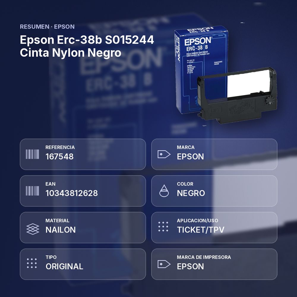 EPSON ERC-38B S015244 CINTA NYLON NEGRO - resumen de atributos