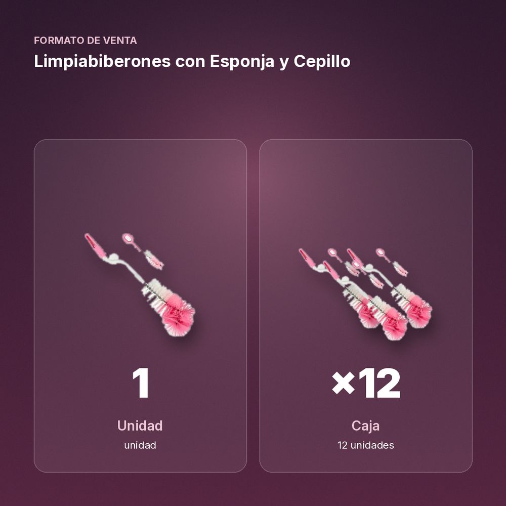 LIMPIABIBERONES CON ESPONJA Y CEPILLO - formato de venta: caja de 12