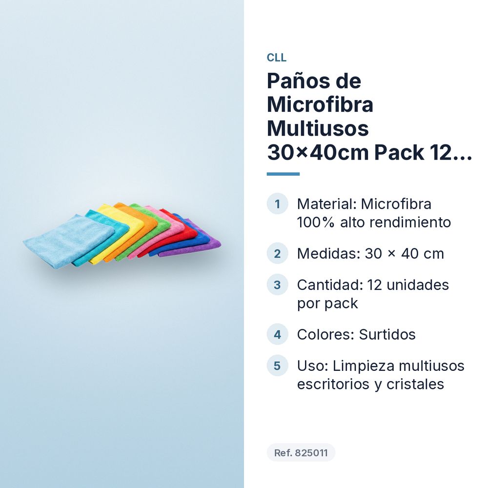 PAÑOS DE MICROFIBRA MULTIUSOS 30×40CM PACK 12 UDS - características principales