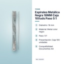 ESPIRALES METÁLICA NEGRA 18MM CAJA 100UDS PASO 5:1 - características principales