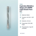 ESPIRALES METÁLICA NEGRA A4 28MM CAJA 50UDS PASO 5:1 - características principales