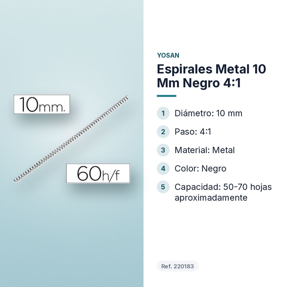 ESPIRALES METAL 10 MM NEGRO 4:1 - características principales