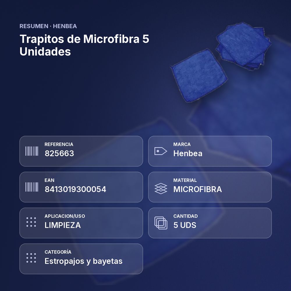 TRAPITOS DE MICROFIBRA 5 UNIDADES - resumen de atributos