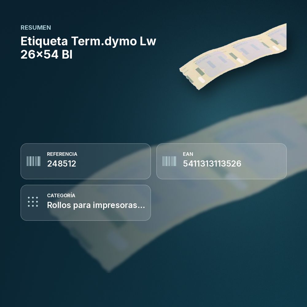ETIQUETA TERM.DYMO LW 26X54 BL - resumen de atributos