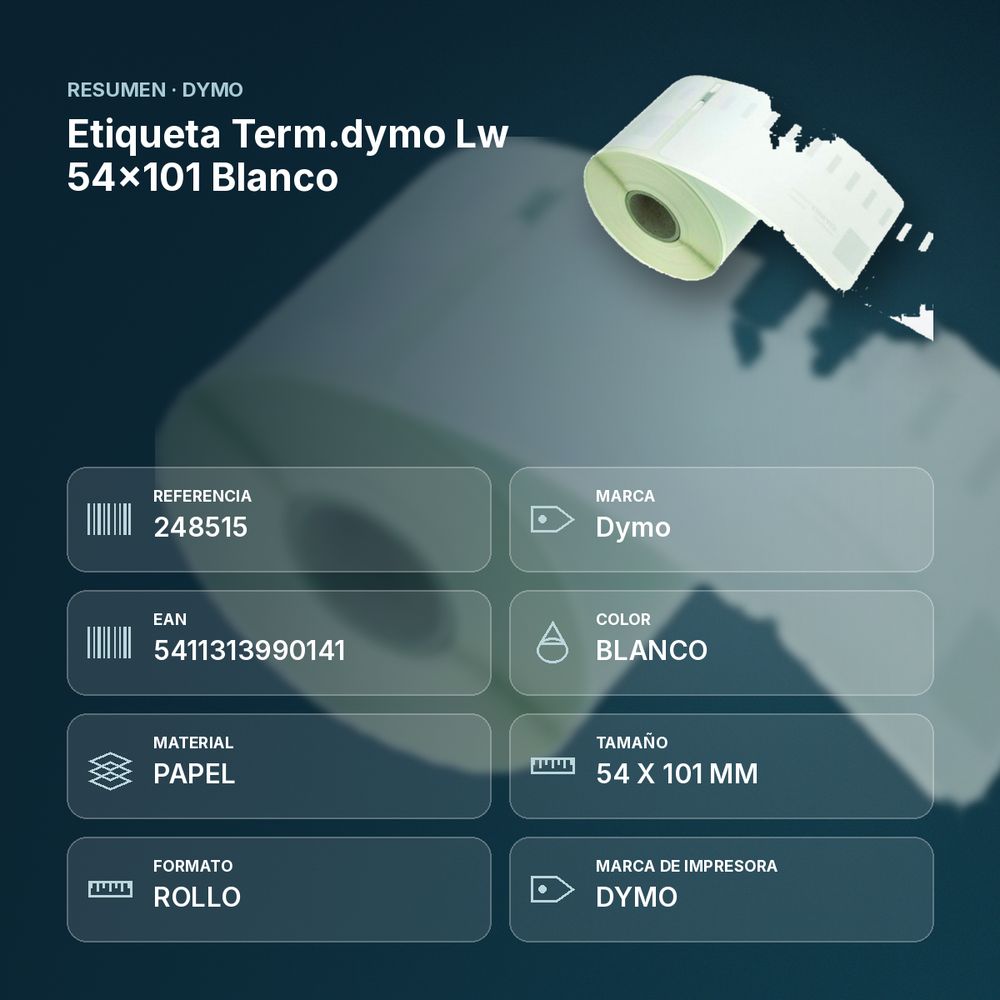 ETIQUETA TERM.DYMO LW 54X101 BLANCO - resumen de atributos