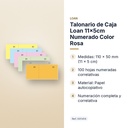 TALONARIO DE CAJA LOAN 11X5CM NUMERADO COLOR ROSA - características principales