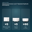 TALONARIO DE FACTURAS LOAN 4º APAISADO DUPLICADO AUTOCOPIANTE - formato de venta: paquete de 5, caja de 60