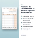 TALONARIO DE FACTURAS LOAN 4º NATURAL DUPLICADO AUTOCOPIANTE - características principales