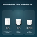 TALONARIO DE FACTURAS LOAN 4º NATURAL PAPEL LITOS - formato de venta: paquete de 5, caja de 60