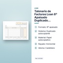 TALONARIO DE FACTURAS LOAN 8º APAISADO DUPLICADO AUTOCOPIANTE - características principales