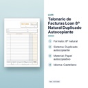 TALONARIO DE FACTURAS LOAN 8º NATURAL DUPLICADO AUTOCOPIANTE - características principales