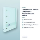 CARPEBLOC 4 ANILLAS OXFORD A4+ POLYFOAM AZUL PASTEL - características principales