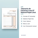 TALONARIO DE FACTURAS LOAN 8º NATURAL PAPEL LITOS - características principales