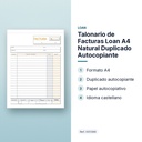 TALONARIO DE FACTURAS LOAN A4 NATURAL DUPLICADO AUTOCOPIANTE - características principales