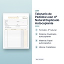 TALONARIO DE PEDIDOS LOAN 4º NATURAL DUPLICADO AUTOCOPIANTE - características principales
