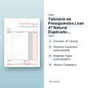 TALONARIO DE PRESUPUESTOS LOAN 4º NATURAL DUPLICADO AUTOCOPIANTE - características principales