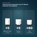 TALONARIO DE PRESUPUESTOS LOAN 4º NATURAL DUPLICADO AUTOCOPIANTE - formato de venta: paquete de 5, caja de 60