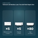 TALONARIO DE RECIBOS LOAN TRES DEL FOLIO PAPEL LITOS - formato de venta: paquete de 5, caja de 80