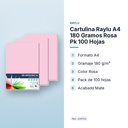 CARTULINA RAYLU A4 180 GRAMOS ROSA PK 100 HOJAS - características principales