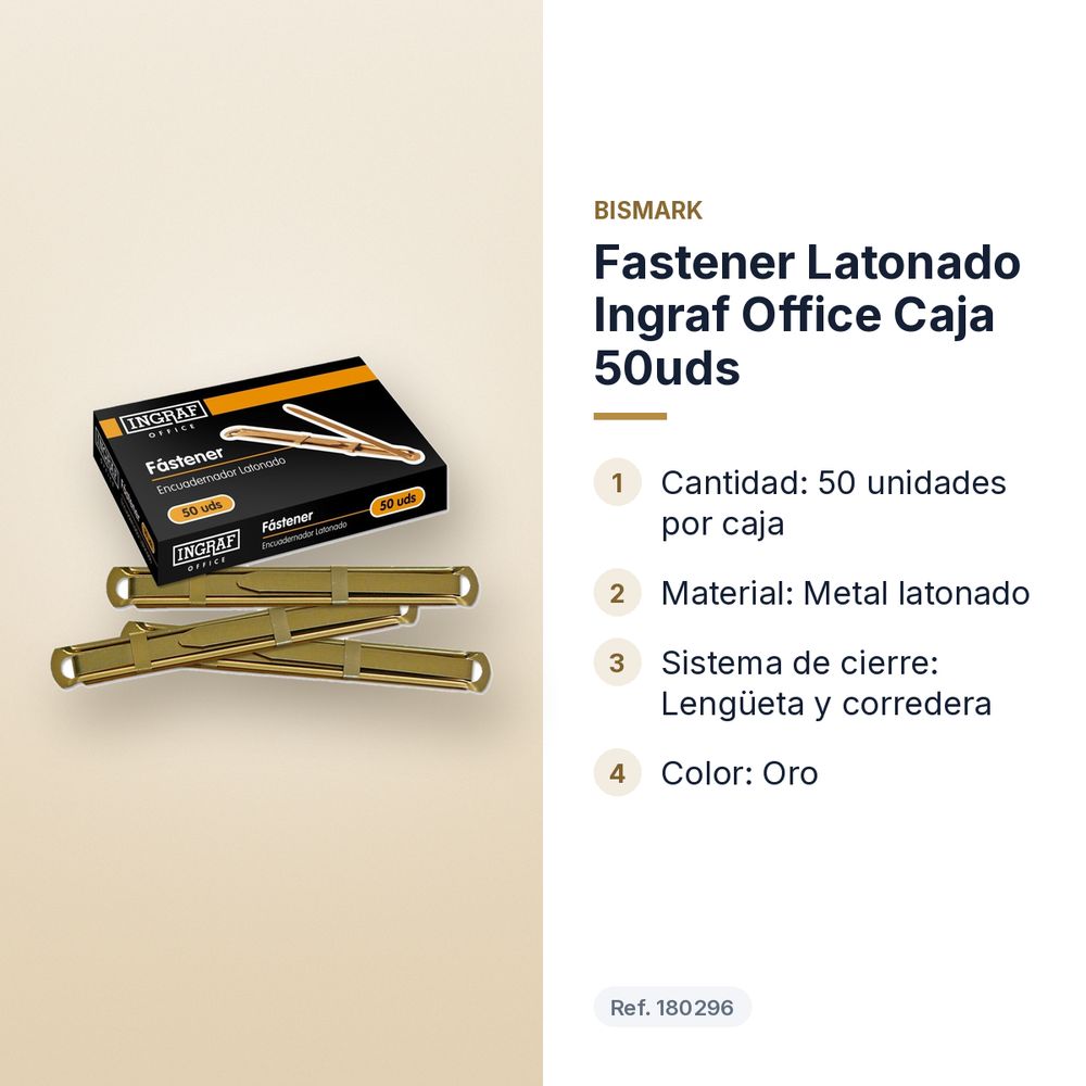 FASTENER LATONADO INGRAF OFFICE CAJA 50UDS - características principales