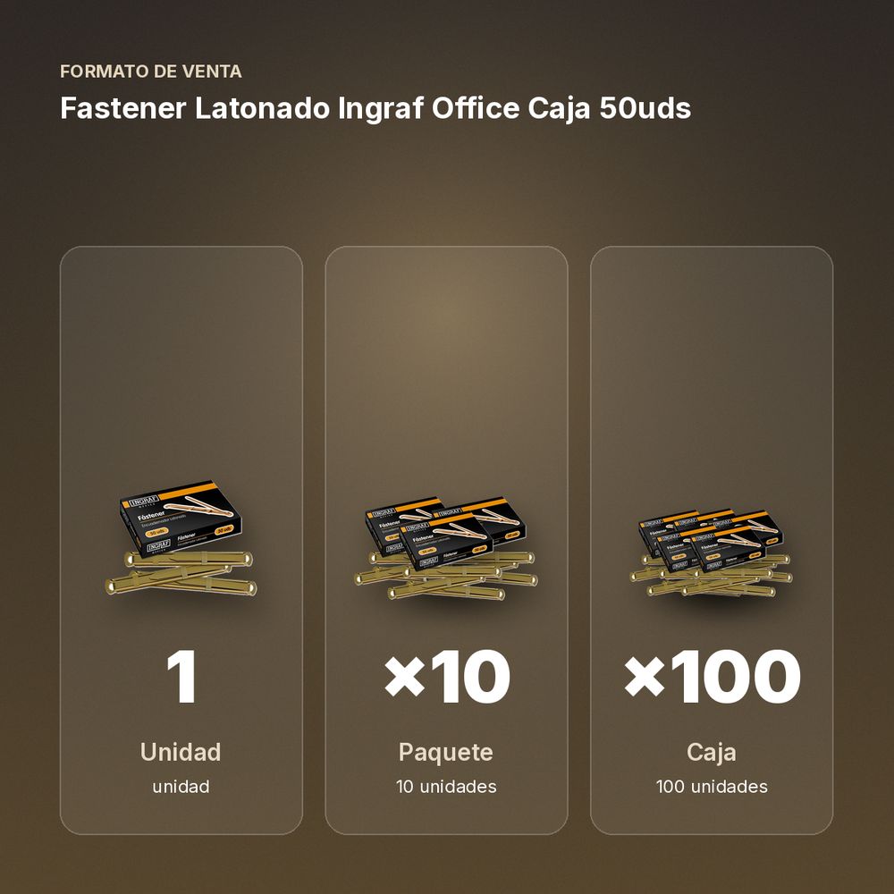 FASTENER LATONADO INGRAF OFFICE CAJA 50UDS - formato de venta: paquete de 10, caja de 100